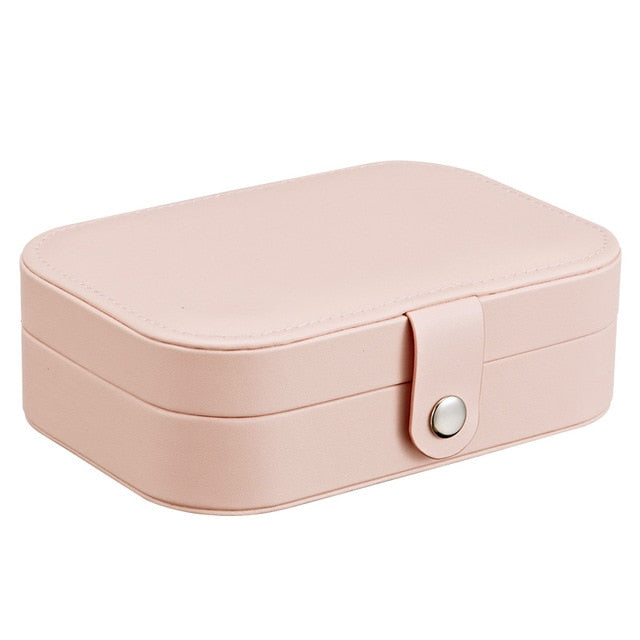 Korean Style Fresh And Simple Girl Earrings Plate Jewelry Box Protable Leather Earrings Ring Multi-function Jewelry Storage Box