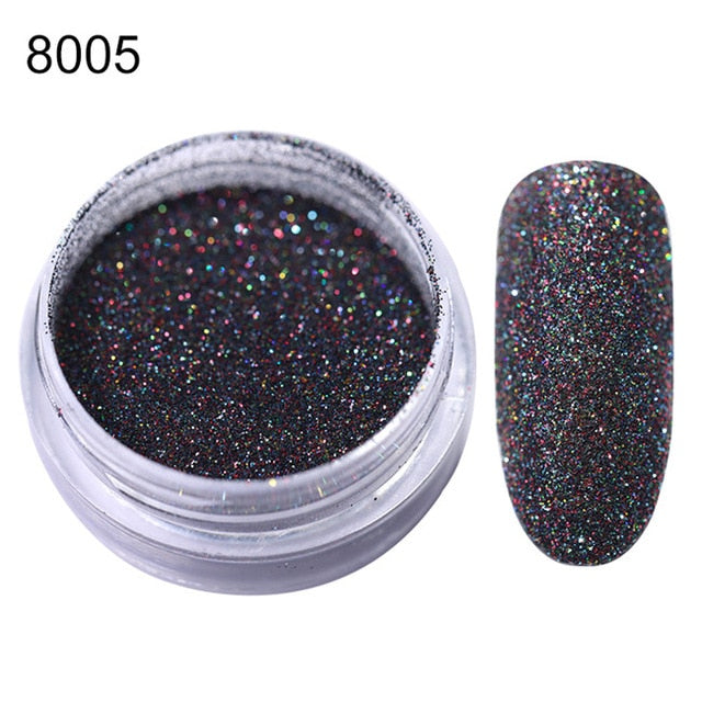 Gradient Shiny Nail Glitter Set Powder Laser Sparkly Manicure Nail Art Chrome Pigment Silver DIY Nail Art Decoration Kit