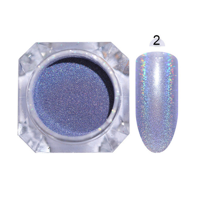 Gradient Shiny Nail Glitter Set Powder Laser Sparkly Manicure Nail Art Chrome Pigment Silver DIY Nail Art Decoration Kit