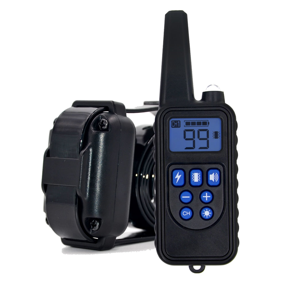 Remote Control Waterproof Dog Training Electric Shock Collar Rechargeable Adjustable Levels