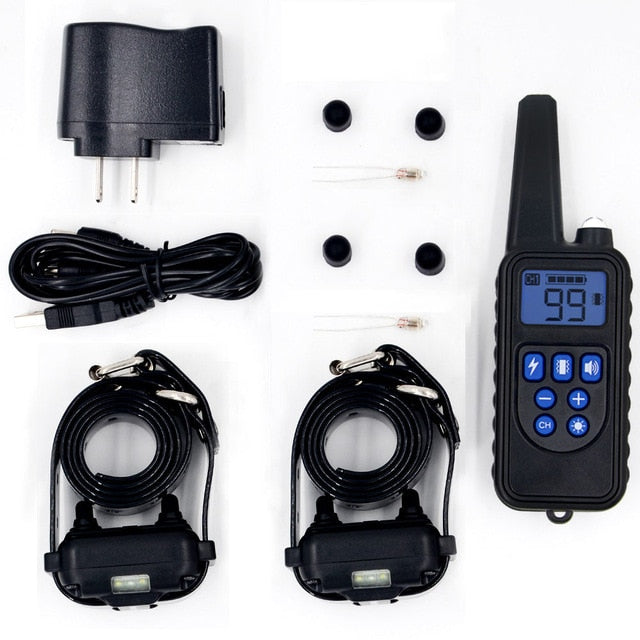 Remote Control Waterproof Dog Training Electric Shock Collar Rechargeable Adjustable Levels