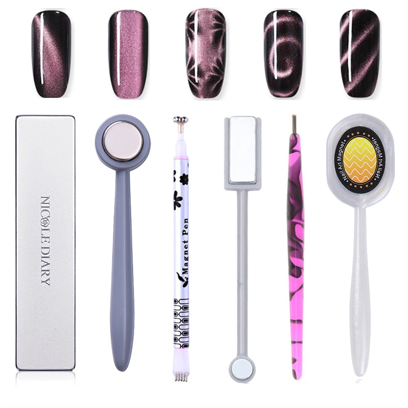 12 Styles Cat Eye Gel Magnetic Board Thick Strong Magnet Stick for UV Gel Polish Manicure Nail Art Tool