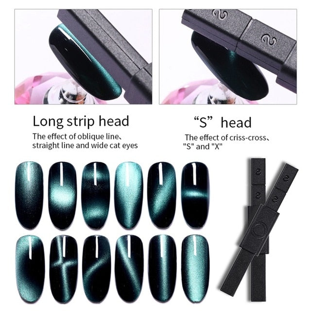 12 Styles Cat Eye Gel Magnetic Board Thick Strong Magnet Stick for UV Gel Polish Manicure Nail Art Tool