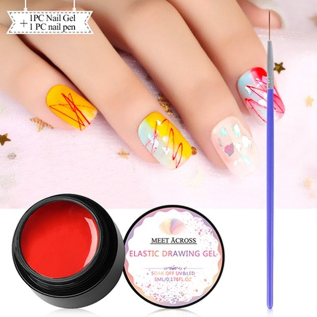 MEET ACROSS 5ml Nail Spider Gel Painting Creative Nail Art UV Gel Wire Drawing Elasticity Point Line Soak Off Gel Spider Varnish