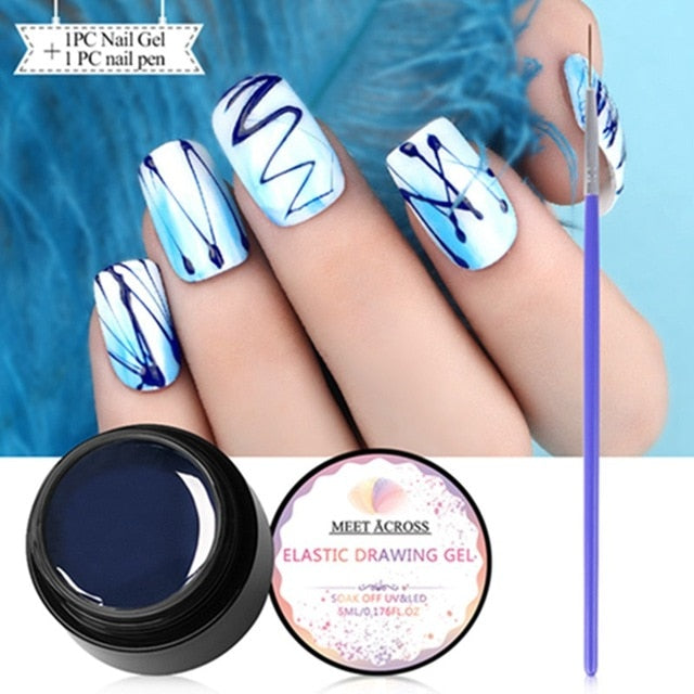 MEET ACROSS 5ml Nail Spider Gel Painting Creative Nail Art UV Gel Wire Drawing Elasticity Point Line Soak Off Gel Spider Varnish