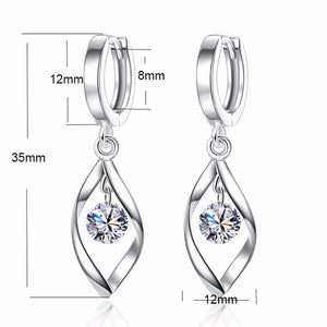 Minimalist Luxury Real Pure 925 Sterling Silver Earrings Danging Marquise Cut Cut Clear Cubic Zirconia Earnings Brincos SE004