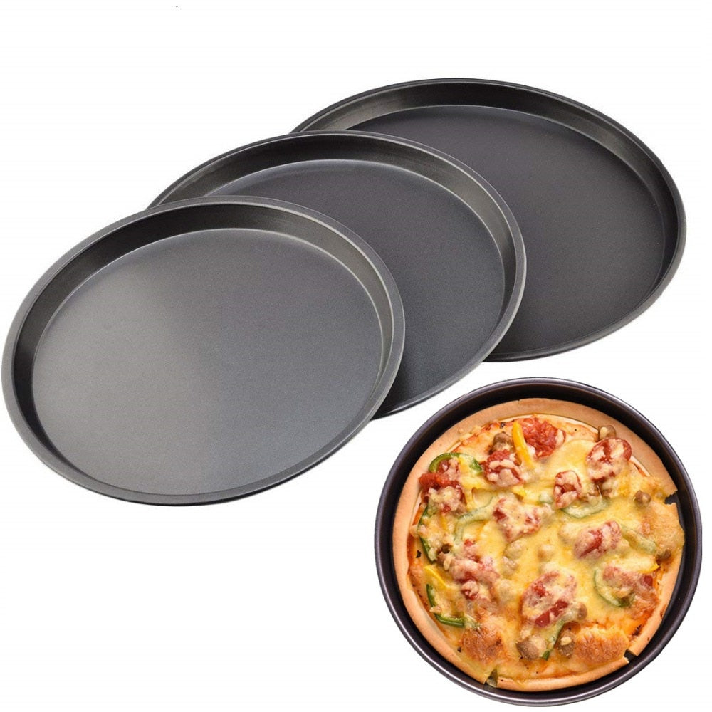 8 9 10 inch Pizza Plate Round Deep Dish Pizza Pan Tray Carbon Steel Non-stick Mold Baking Tool Baking Mould Pan Pattern