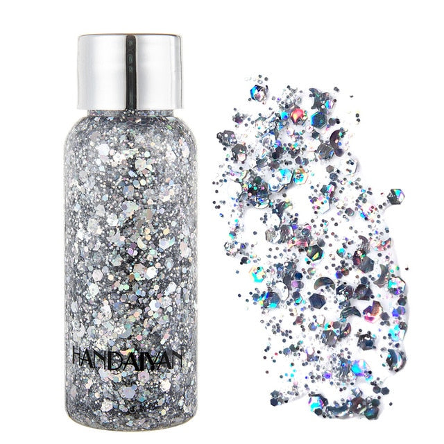 HANDAIYAN Holographic Mermaid Glitter Eyeshadow Gel Body Face Eye Liquid Loose Sequins Pigments Makeup Cream Festival Gems TSLM1