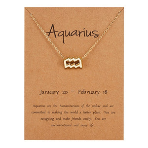 Female Elegant Star Zodiac Sign 12 Constellation Necklaces Pendants Charm Gold Chain Choker Necklaces for Women Jewelry Dropship