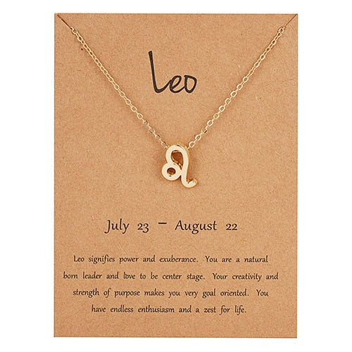 Female Elegant Star Zodiac Sign 12 Constellation Necklaces Pendants Charm Gold Chain Choker Necklaces for Women Jewelry Dropship