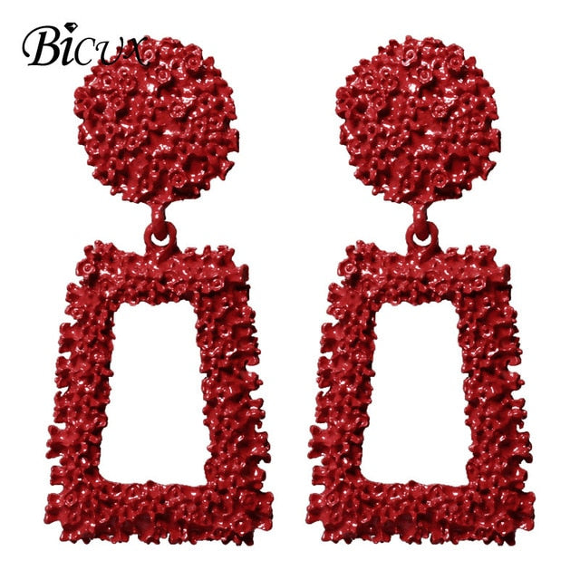 BICUX Fashion Gold Drop Earrings for Women Statement Big Geometric Metal Earring Women's Hanging Earrings 2019 Modern Jewelry