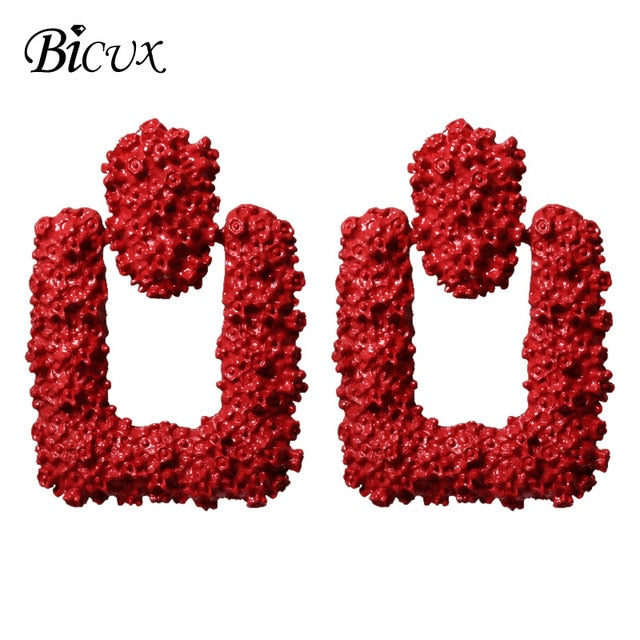 BICUX Fashion Gold Drop Earrings for Women Statement Big Geometric Metal Earring Women's Hanging Earrings 2019 Modern Jewelry