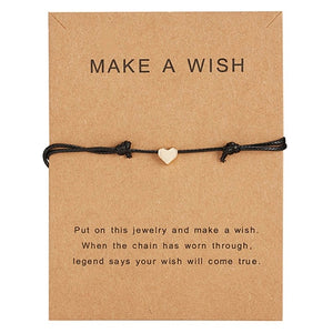 Wish Card Adjustable Hand-woven Rope Bracelet Femme Minimalist Heart Crown Round String Ehthic Bracelet Fashion Women Jewelry