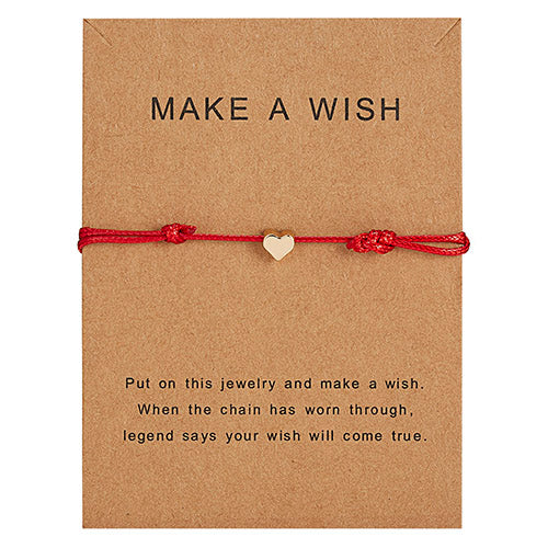 Wish Card Adjustable Hand-woven Rope Bracelet Femme Minimalist Heart Crown Round String Ehthic Bracelet Fashion Women Jewelry