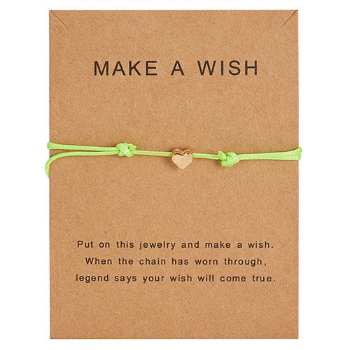 Wish Card Adjustable Hand-woven Rope Bracelet Femme Minimalist Heart Crown Round String Ehthic Bracelet Fashion Women Jewelry