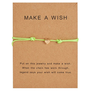 Wish Card Adjustable Hand-woven Rope Bracelet Femme Minimalist Heart Crown Round String Ehthic Bracelet Fashion Women Jewelry