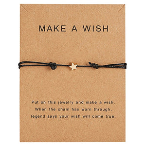 Wish Card Adjustable Hand-woven Rope Bracelet Femme Minimalist Heart Crown Round String Ehthic Bracelet Fashion Women Jewelry