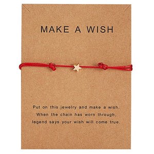 Wish Card Adjustable Hand-woven Rope Bracelet Femme Minimalist Heart Crown Round String Ehthic Bracelet Fashion Women Jewelry