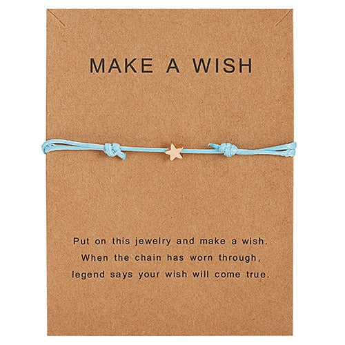 Wish Card Adjustable Hand-woven Rope Bracelet Femme Minimalist Heart Crown Round String Ehthic Bracelet Fashion Women Jewelry